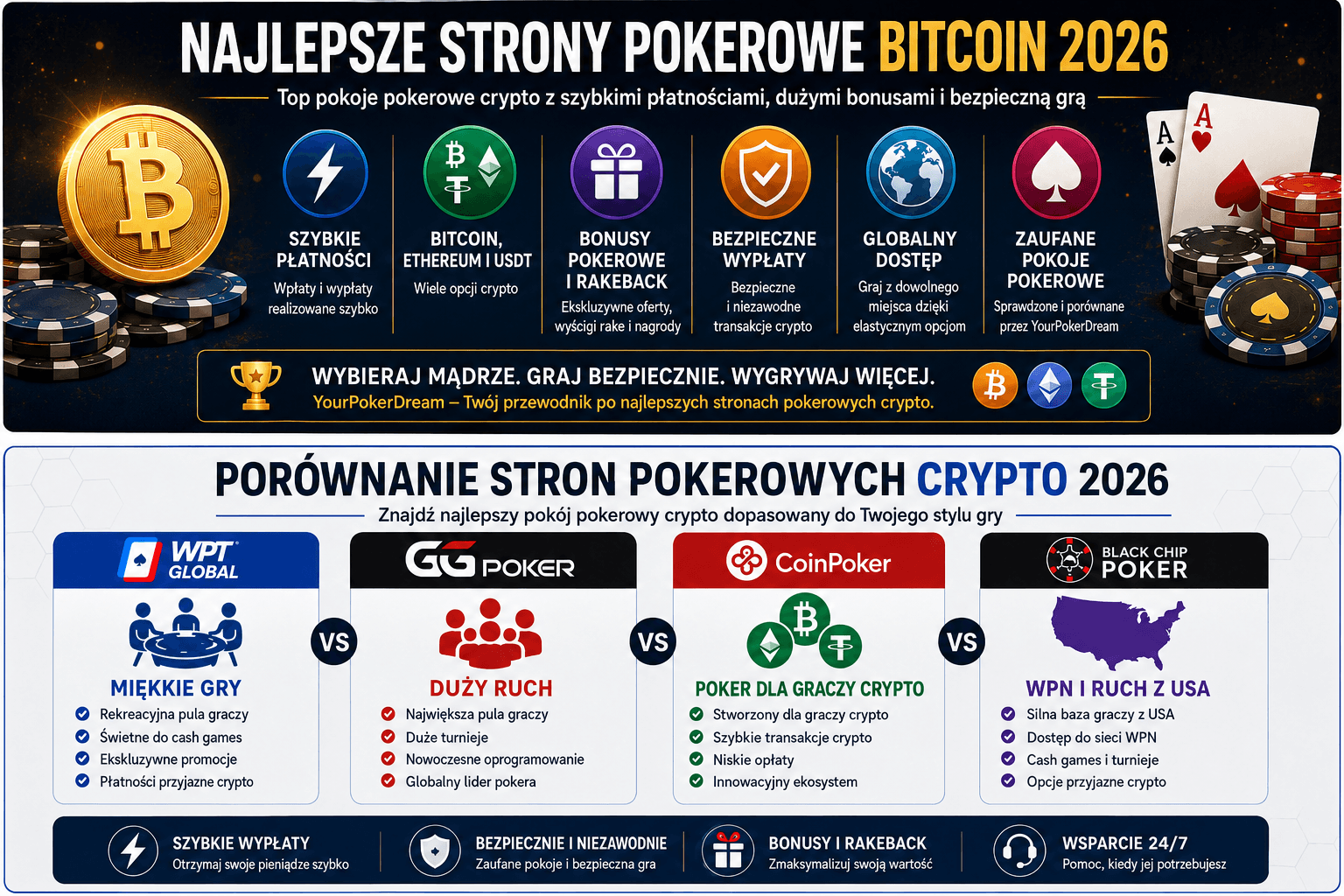 Najlepsze strony pokerowe Bitcoin i pokoje pokerowe z kryptowalutami